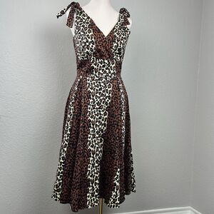 Deadly Dames Women's Tie Me Up Dress Animal Print Flare Size M